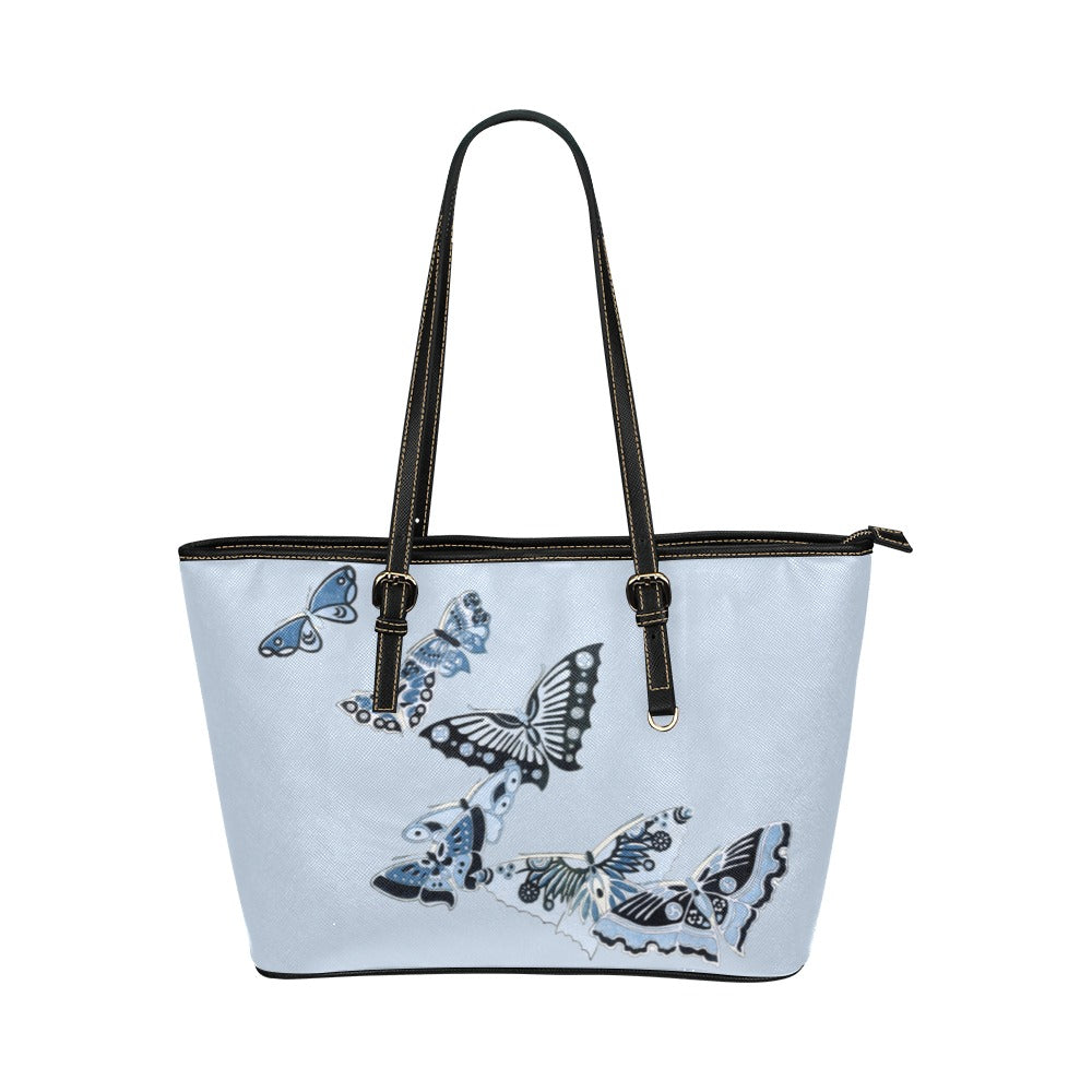 Blue Butterflies Shoulder Tote Bag 17.5" x 11" PU Faux Leather 17.5" x 11" Art Blue Butterflies Butterfly Carry On Home Decor Pattern PU Leather Shoulder Bag Tote Tote Bag Travel Tote Bag