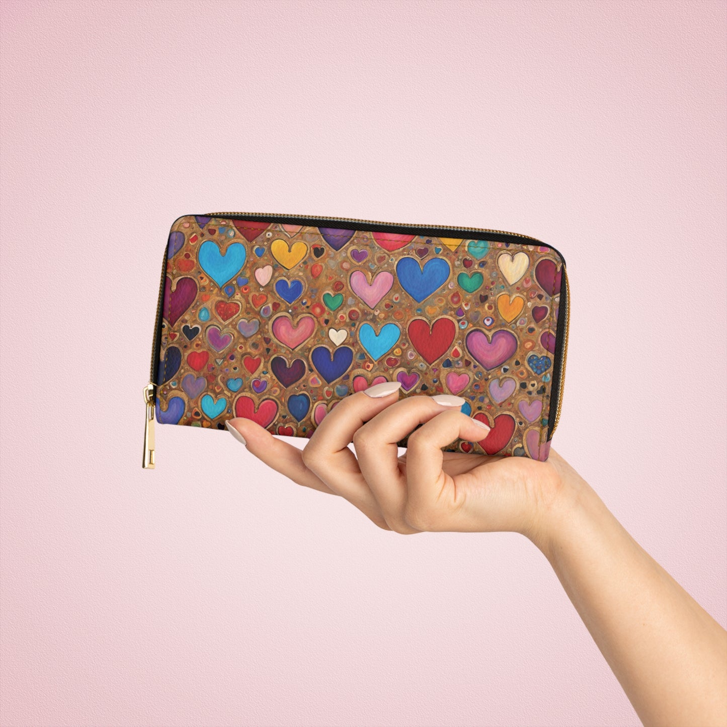 Graffiti Hearts Colorful Ladies Wallet For Vacation Travel Faux Leather Zipper Art Graffiti Heart Hearts Vacation wallet Zipper Wallet Zippered Wallet