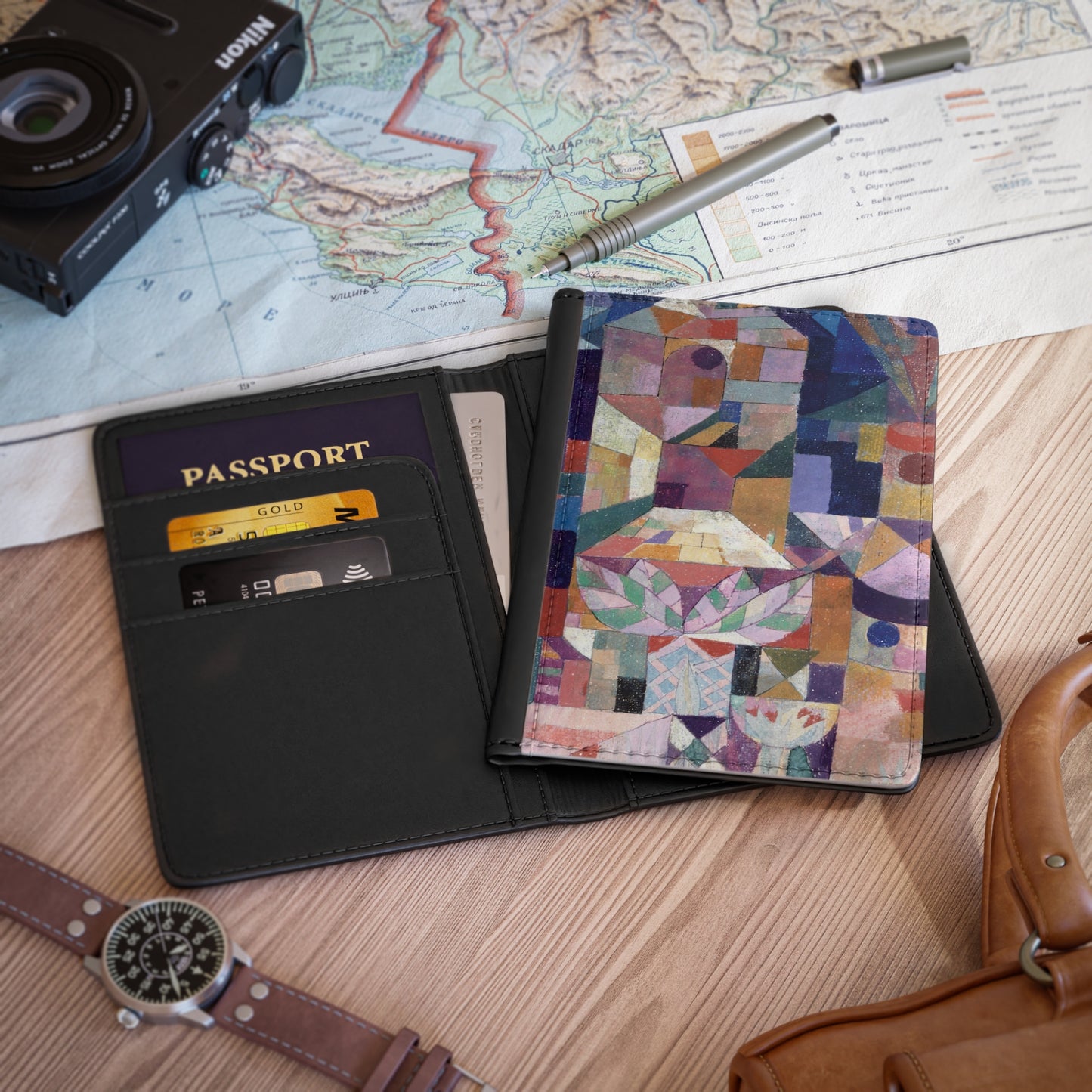 Abstract Art Passport Cover Travel ID Holder Paul Klee Abstract Art Passport Passport Cover Paul Klee Travel Travel ID Handbag & Wallet Accessories