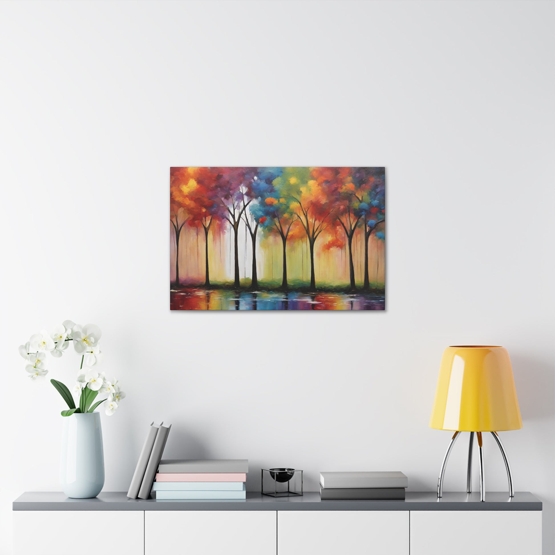 Rainbow Trees Canvas 30 by 20 Inch Wall Art