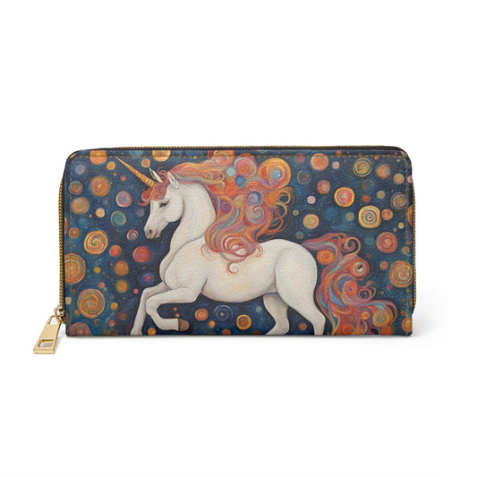 Unicorn Wallet Faux Leather Zipper Fantasy Art Cruelty Free Art Fantasy Unicorn wallet Zipper Wallet Zippered Wallet