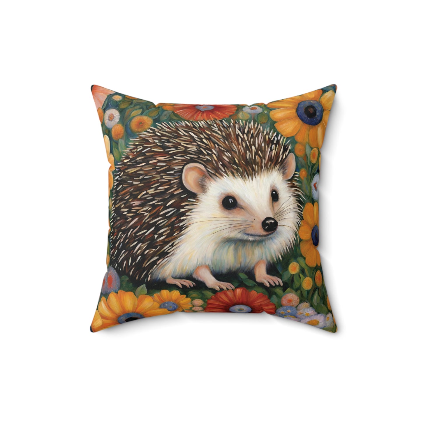 Hedgehog Throw Pillow Faux Suede 16x16 Inches Home Decor 16 Inch Animal Art Decorative Pillow Faux Suede Pillow Hedgehog Throw Pillow Throw Pillows