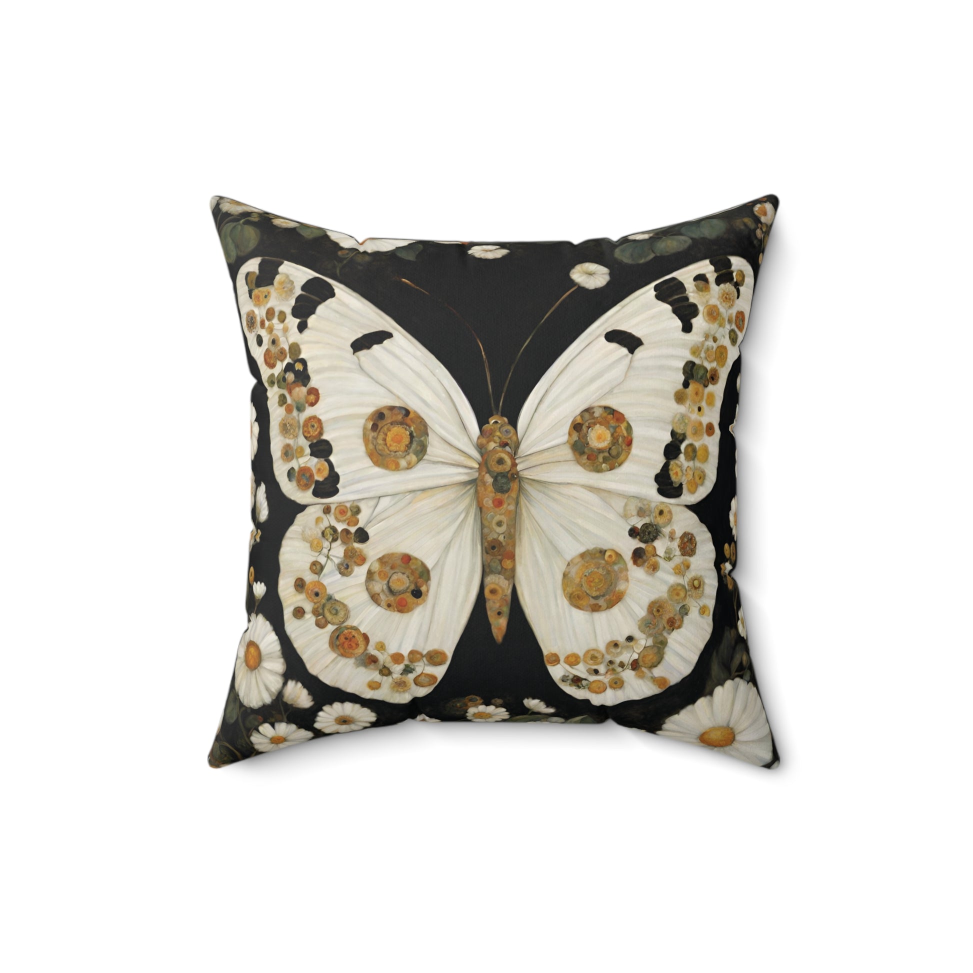 Moth Butterfly Throw Pillow Faux Suede 16x16 Inches Throw Pillows