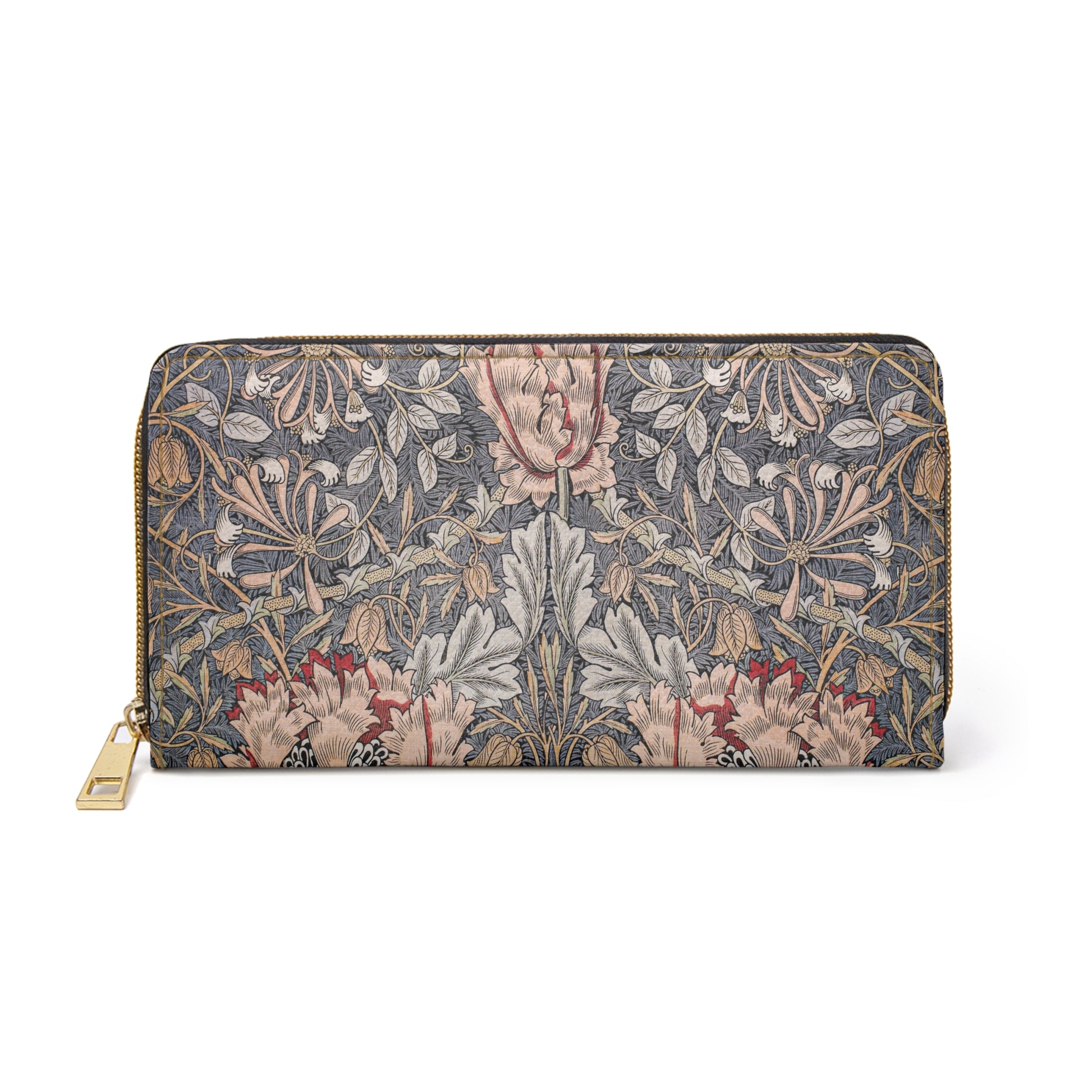 Honeysuckle Art Nouveau Wallet Faux Leather Zipper Art Art Nouveau Flower Flower Art Flower Pattern Flowers Pink Flowers Vacation wallet William Morris Zipper Wallet Zippered Wallet