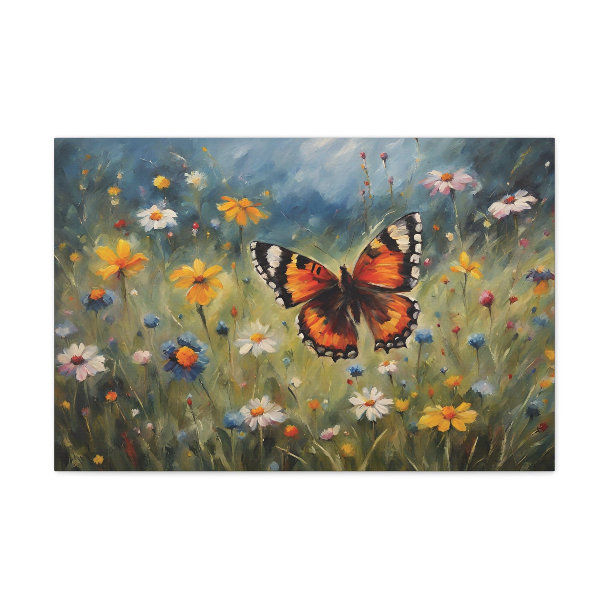 Butterfly and Wildflowers Canvas Wall Art 30 by 20 Inch