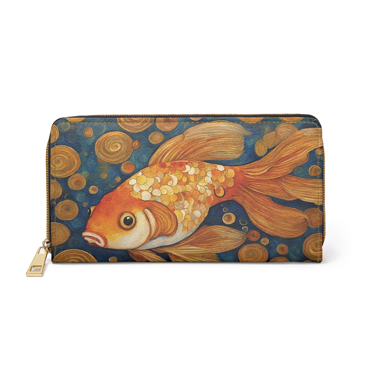 Goldfish Art Nouveau Wallet For Vacation Travel Faux Leather Zipper Art Art Nouveau Goldfish Vacation wallet Zipper Wallet Zippered Wallet