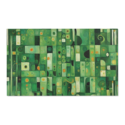 Green Abstract Art Area Rug 36x60 inches 36x60 Inch Rug Abstract Art Area Rug Green Polyester Chenille Rug Rectangular Rug Rug