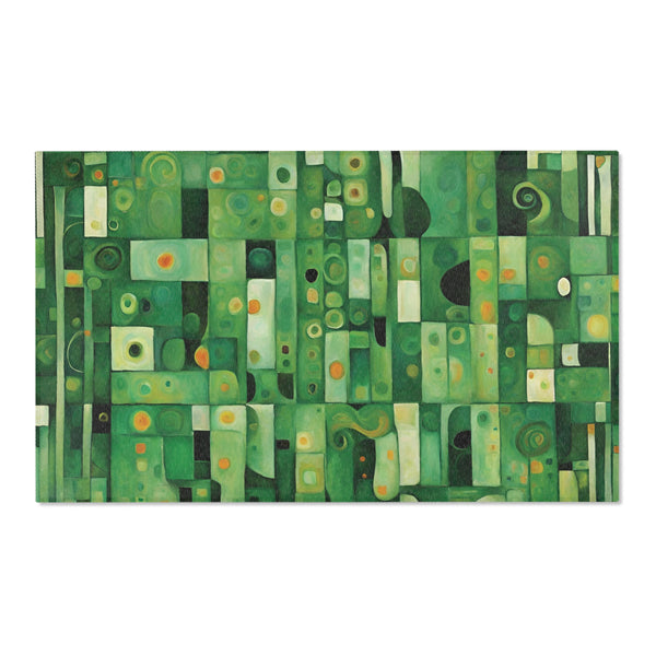 Green Abstract Art Area Rug 36x60 inches