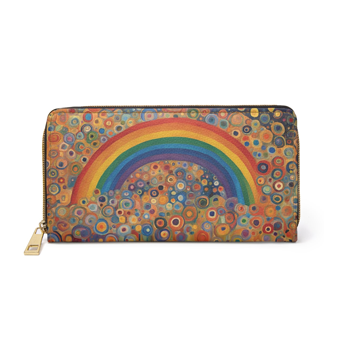 Rainbow Flowers Wallet Faux Leather Zipper Cruelty Free Art Fantasy LGBTQ Pride Rainbow wallet Zipper Wallet Zippered Wallet