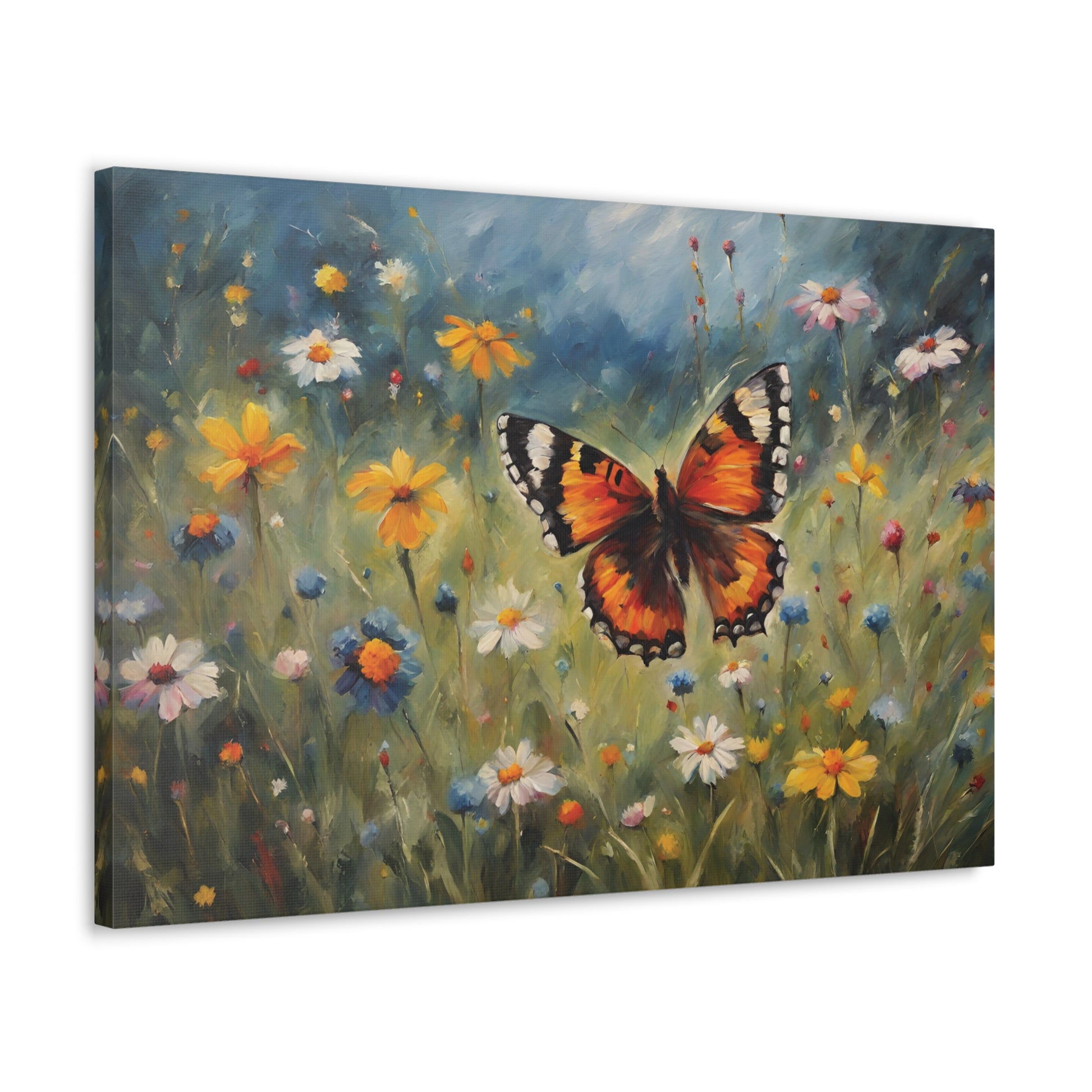 Butterfly and Wildflowers Canvas Wall Art 30 by 20 Inch