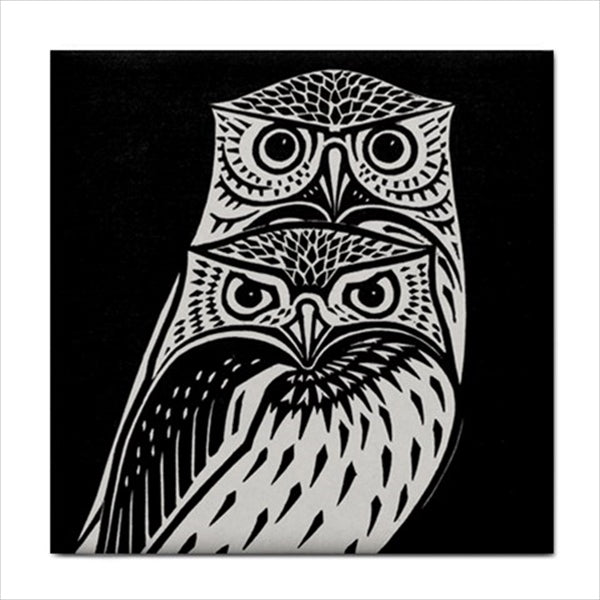 Two Owls Julie de Graag Modern Art Ceramic Tile Ceramic Tile