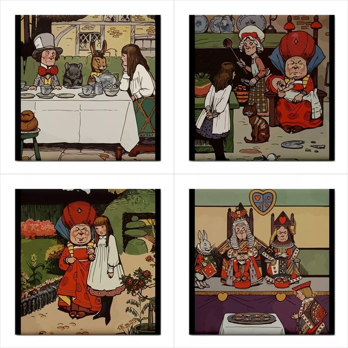 Alice In Wonderland Ceramic Tile Gordon Robinson Art Set Of 4 Decorative Tiles Backsplash Ceramic Tile Set