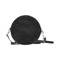 Black Cat and Flowers Sling Purse Round PU Leather Bag