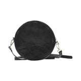 Black Cat and Flowers Sling Purse Round PU Leather Bag