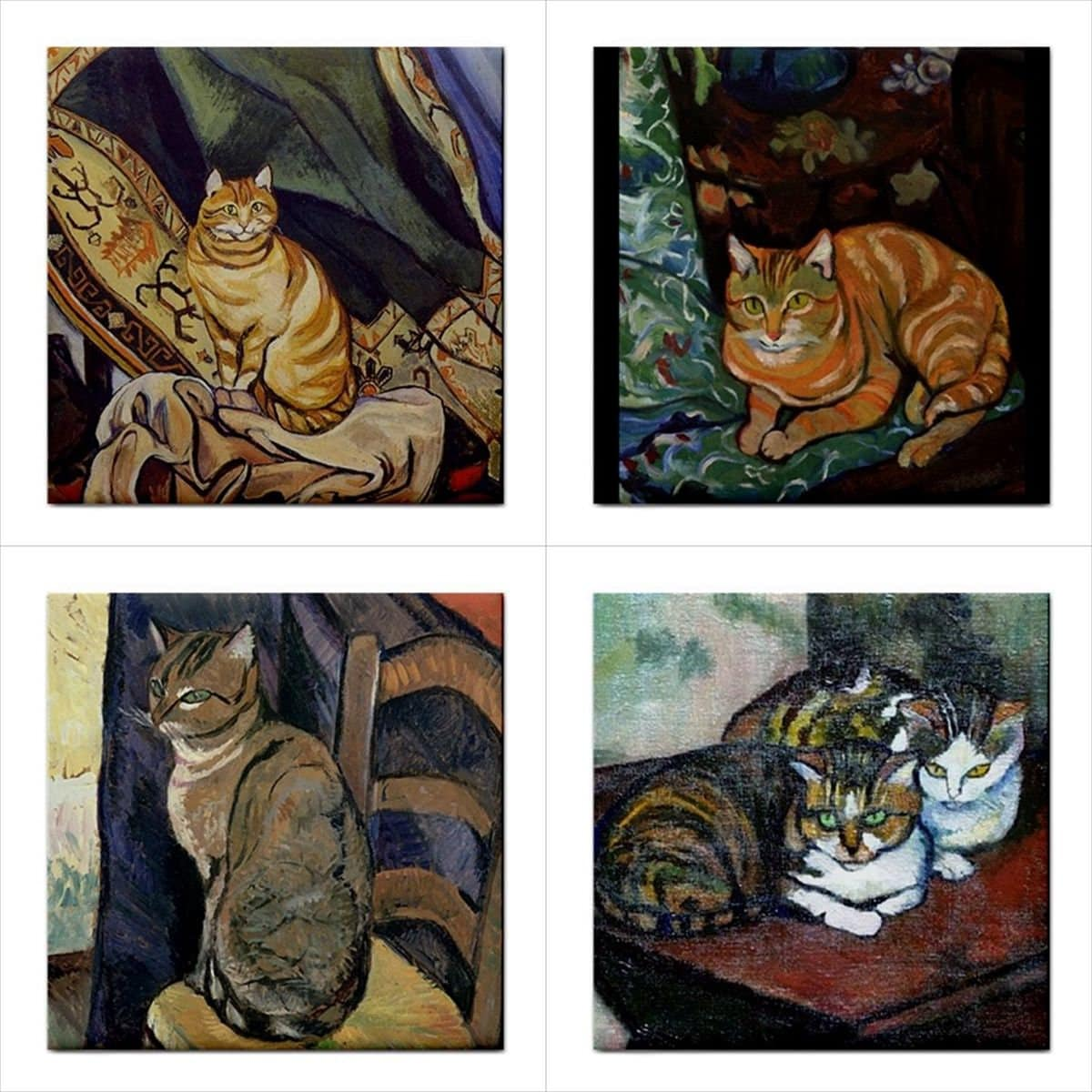 Cats Suzanne Valadon Ceramic Tile Art Set Of 4 Decorative Backsplash Tiles Art Backsplash Cat Cats Ceramic Ceramic Tile Ceramic Tile Set Home Decor Kitty Suzanne Valadon Tile Ceramic Tile Set