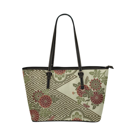 Japanese Flower Pattern Shoulder Tote Bag 17.5" x 11" PU Leather Carry On 17.5" x 11" Art Carry On Japan Japanese Landscape PU Leather Shoulder Bag Tote Tote Bag Tote Bag