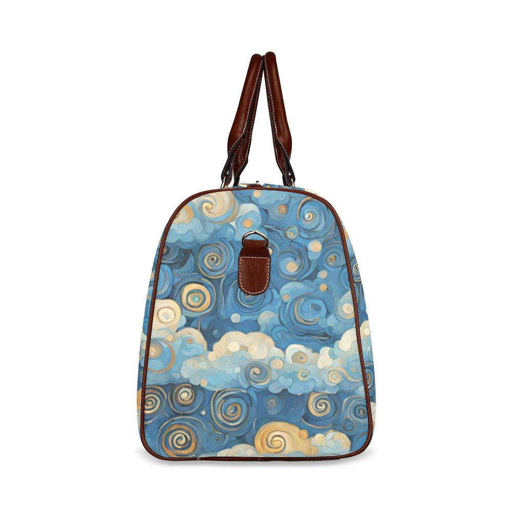 Blue Cloud Sky Travel Overnight Bag Carry On Water Resistant Art Blue Carryon Clouds Map Overnight Bag Shoulder Bag Sky Travel waterproof travel bag Tote Bag