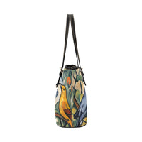 Three Birds Art Shoulder Tote Bag 17.5" x 11" PU Faux Leather