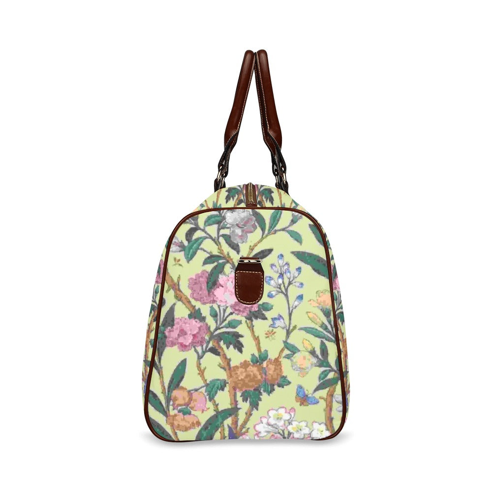 Travel Overnight Bag Carry On Vintage Floral Pattern Water Resistant Tote Bag