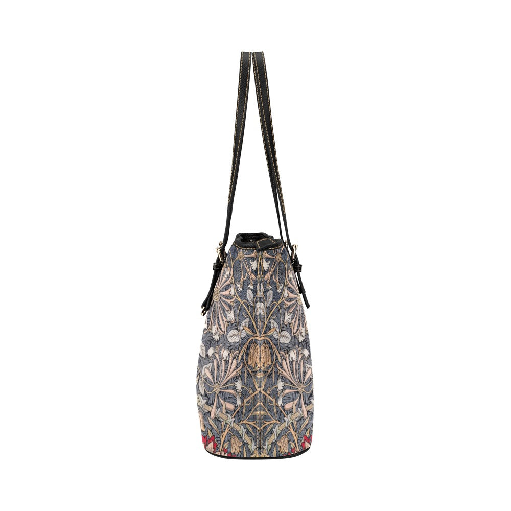 Honeysuckle Shoulder Tote Bag 17.5" x 11" PU Leather Art Nouveau 17.5" x 11" Art Art Nouveau Carry On Floral Pattern Flower Pattern Home Decor Honeysuckle Pattern PU Leather Shoulder Bag Tote Tote Bag Travel William Morris Tote Bag