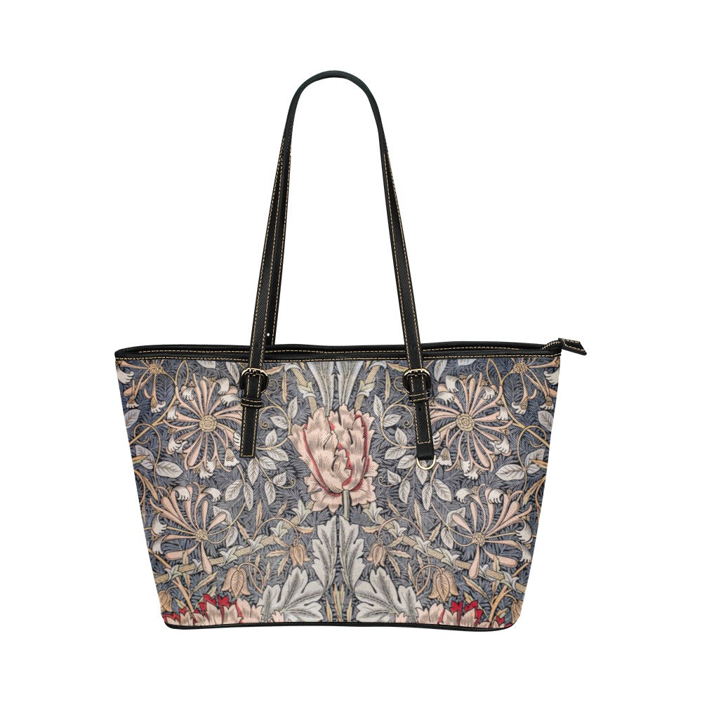 Honeysuckle Shoulder Tote Bag 17.5" x 11" PU Leather Art Nouveau 17.5" x 11" Art Art Nouveau Carry On Floral Pattern Flower Pattern Home Decor Honeysuckle Pattern PU Leather Shoulder Bag Tote Tote Bag Travel William Morris Tote Bag