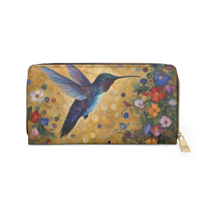 Hummingbird Art Wallet Faux Leather Zipper Art Art Nouveau Bird Hummingbird Vacation wallet Zipper Wallet Zippered Wallet