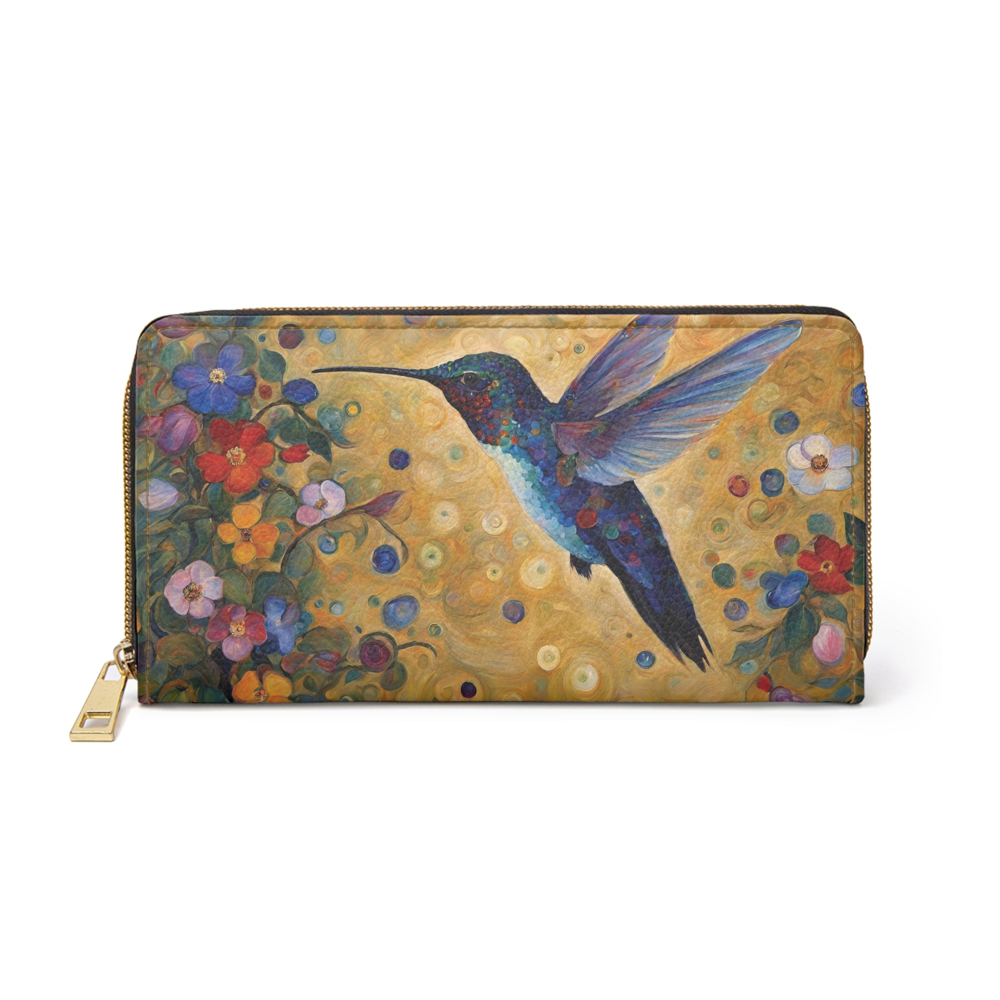 Hummingbird Art Wallet Faux Leather Zipper Art Art Nouveau Bird Hummingbird Vacation wallet Zipper Wallet Zippered Wallet