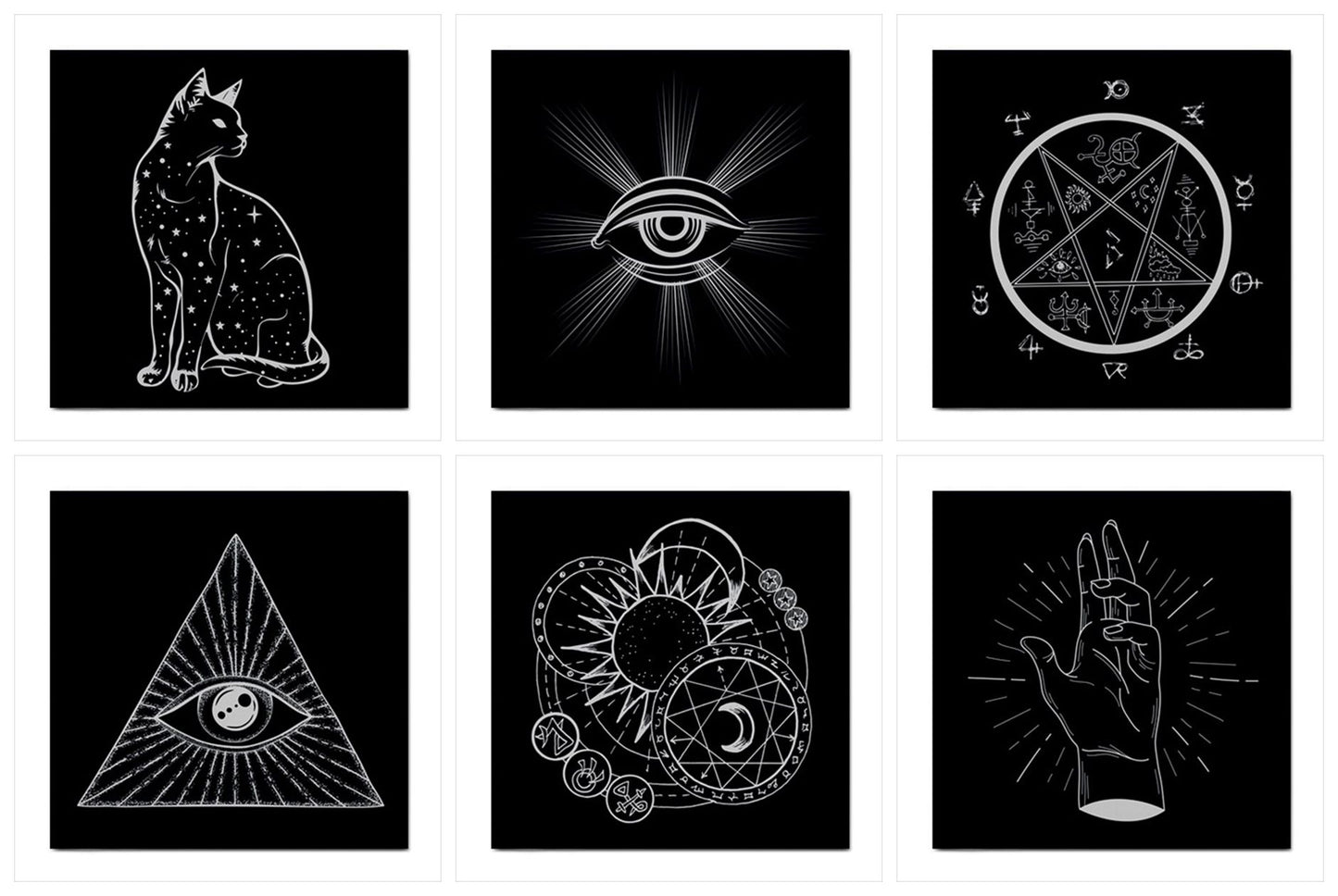 Ceramic Tiles Set of 6 Occult Mystic Art Backsplash Tile Art Ceramic Tile Set