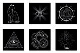 Ceramic Tiles Set of 6 Occult Mystic Art Backsplash Tile Art