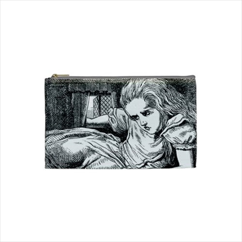 Alice In Wonderland Grows Tall Art Cosmetic Trinket Zippered Pouch Bag 7 by 4 Inch Pouch