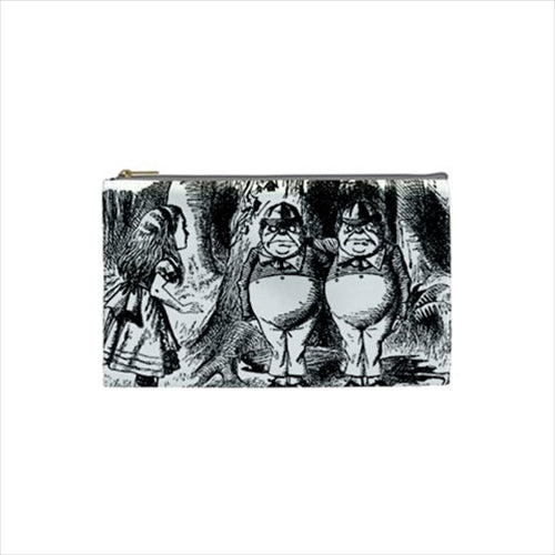 Alice In Wonderland Tweedle Dee Dum Art Cosmetic Trinket Zippered Pouch Bag