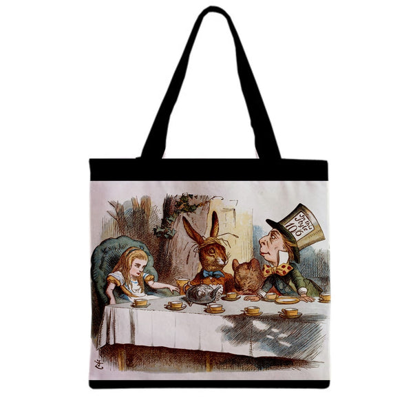 Alice In Wonderland Tea Party Art Canvas Grocery Shopping Book Tote Bag