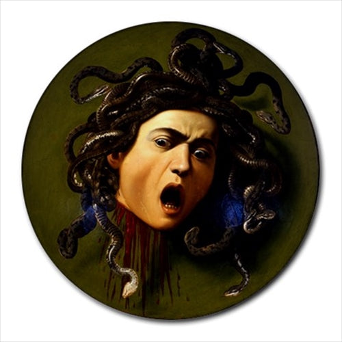 Medusa Caravaggio Art Round Computer Mouse Pad Mat Mouse Mouse Pad Round Round Mouse Pad