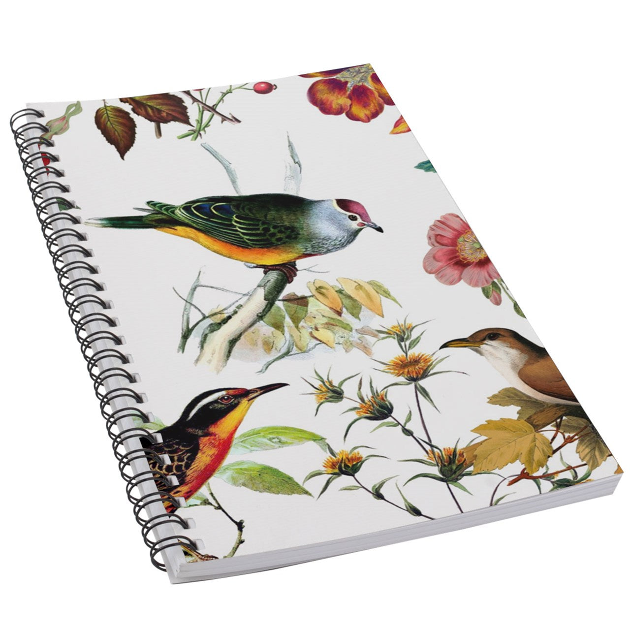 Song Birds and Flowers 50 Page Lined Spiral Notebook Notebook