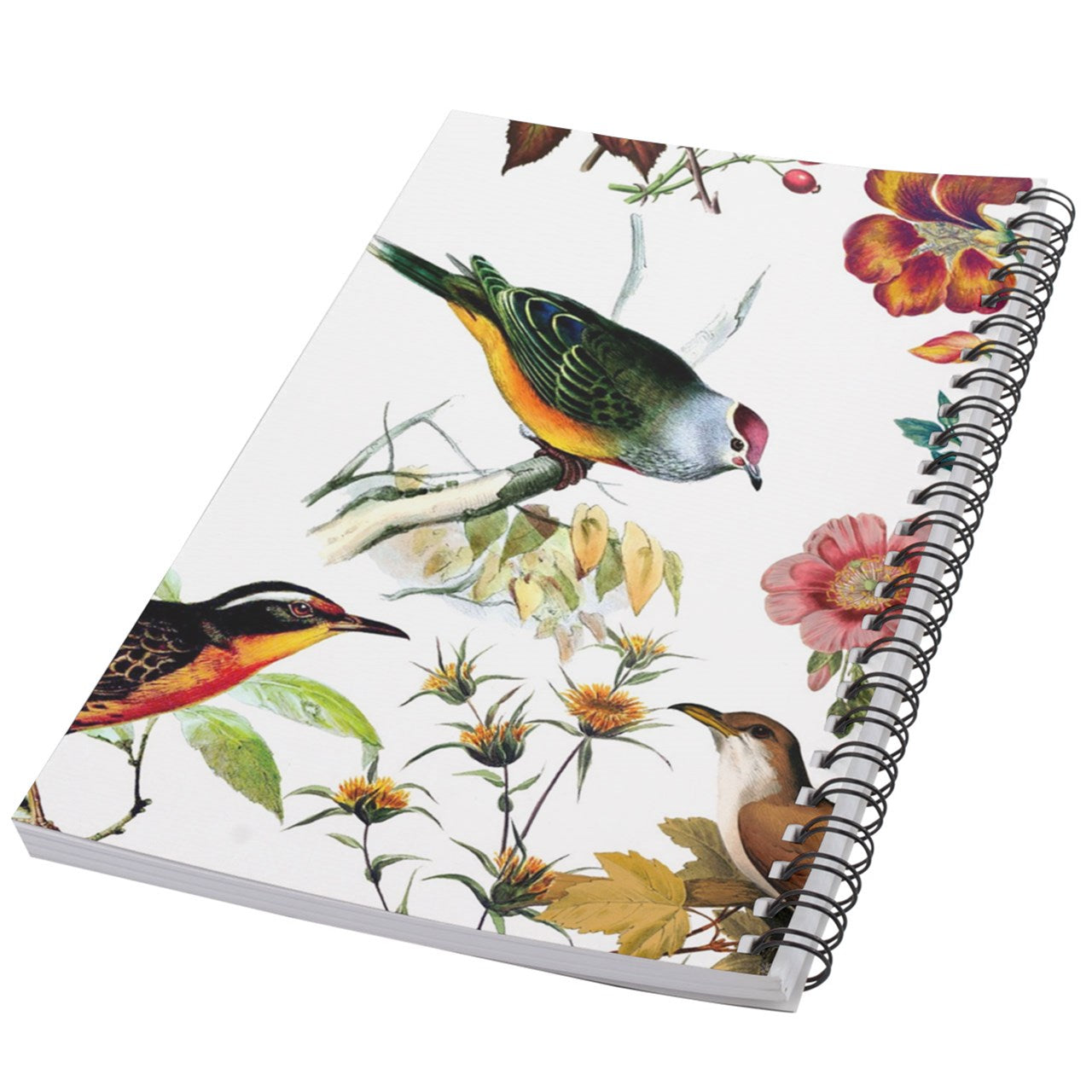 Song Birds and Flowers 50 Page Lined Spiral Notebook Notebook