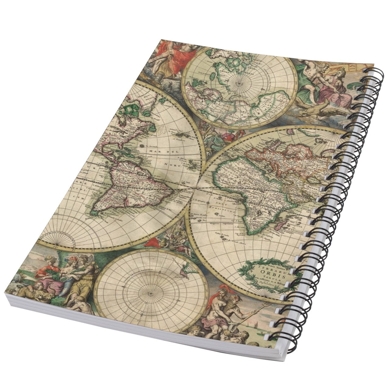 Vintage World Map Art 50 Page Lined Spiral Notebook Diary Journal Notebook Office Products Paper Planner Notebook