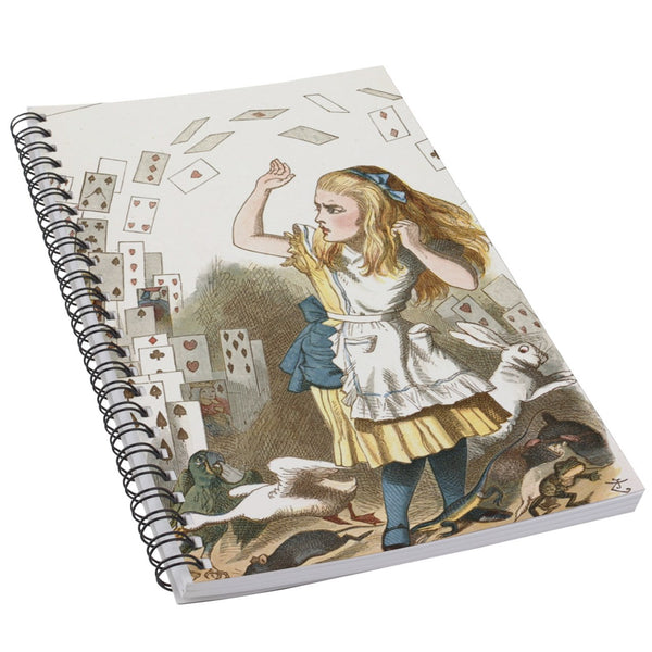 Alice In Wonderland Falling Cards Art 50 Page Lined Spiral Notebook
