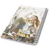 Alice In Wonderland Falling Cards Art 50 Page Lined Spiral Notebook