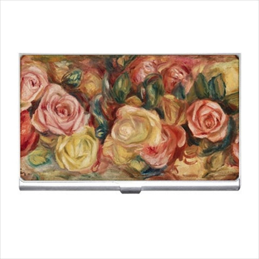 Roses Renoir Flower Art Business Bank Credit Card Case Art Business Card Holder Bank Card Business Card Business Card Holder Case Credit Card Flowers Renoir Roses Business Card Holder