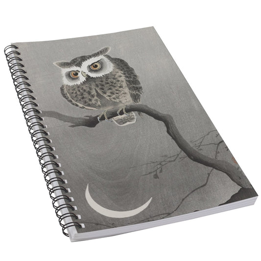 Owl On Tree Branch Art 50 Page Lined Spiral Notebook Diary Journal Notebook Office Products Paper Planner Notebook