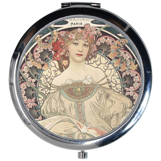 Art Deco Female Woman Alphonse Mucha Makeup Purse Mirror Compact Alphonse Mucha Art Deco Compact Compact Mirror Makeup Mirror Mirror Face Mirrors