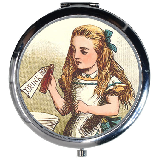 Alice In Wonderland Drink Me Art Makeup Purse Mirror Compact Alice In Wonderland Compact Compact Mirror Fairytale Makeup Mirror Mirror Face Mirrors