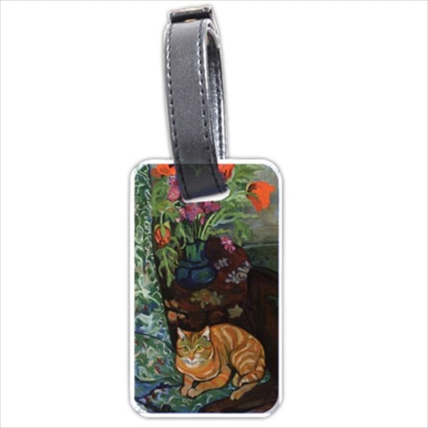 Bouquet And A Cat Feline Art Suzanne Valadon Personalized Luggage Tag