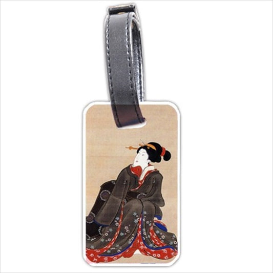 Woman Seated Kuniyoshi Japanese Japan Art Personalized Luggage Tag Japan Japanese Kuniyoshi Luggage Tag Personalized Travel Woman Luggage Tags