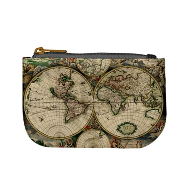 World Map Vintage Style Travel Art Mini Change Coin Purse Coin Purse