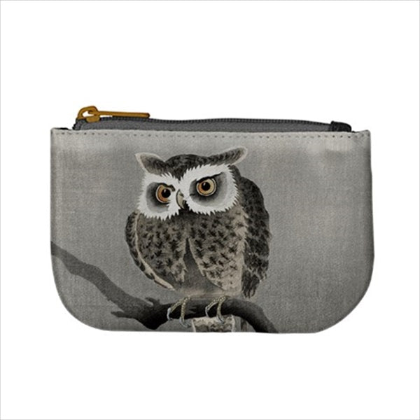 Owl On Branch Art Mini Change Coin Purse Art Birds Change Purse Coin Purse Flowers Owl Vintage Coin Purse