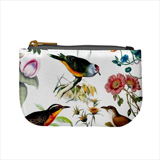 Birds And Flowers Vintage Style Art Mini Change Coin Purse Art Birds Change Purse Coin Purse Flowers Vintage Coin Purse