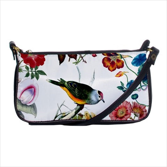 Birds Floral Vintage Design Art Spring Black Clutch Purse Art Birds Clutch Fashion Floral Flowers Ladies Novelty Purse Purse