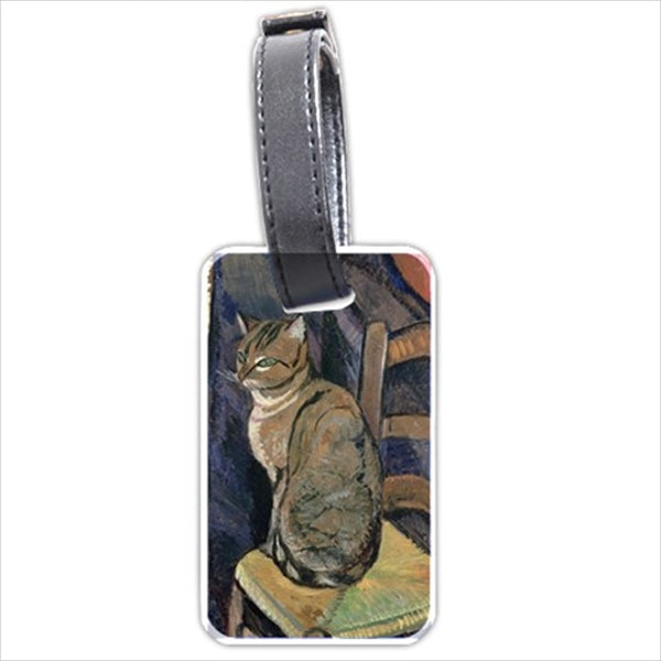 Cat Sitting On Chair Suzanne Valadon Art Personalized Luggage Tag Cat Luggage Tag Personalized Suzanne Valadon Travel Luggage Tags