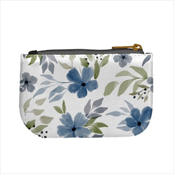 Blue Flowers Vintage Style Mini Change Coin Purse Coin Purse